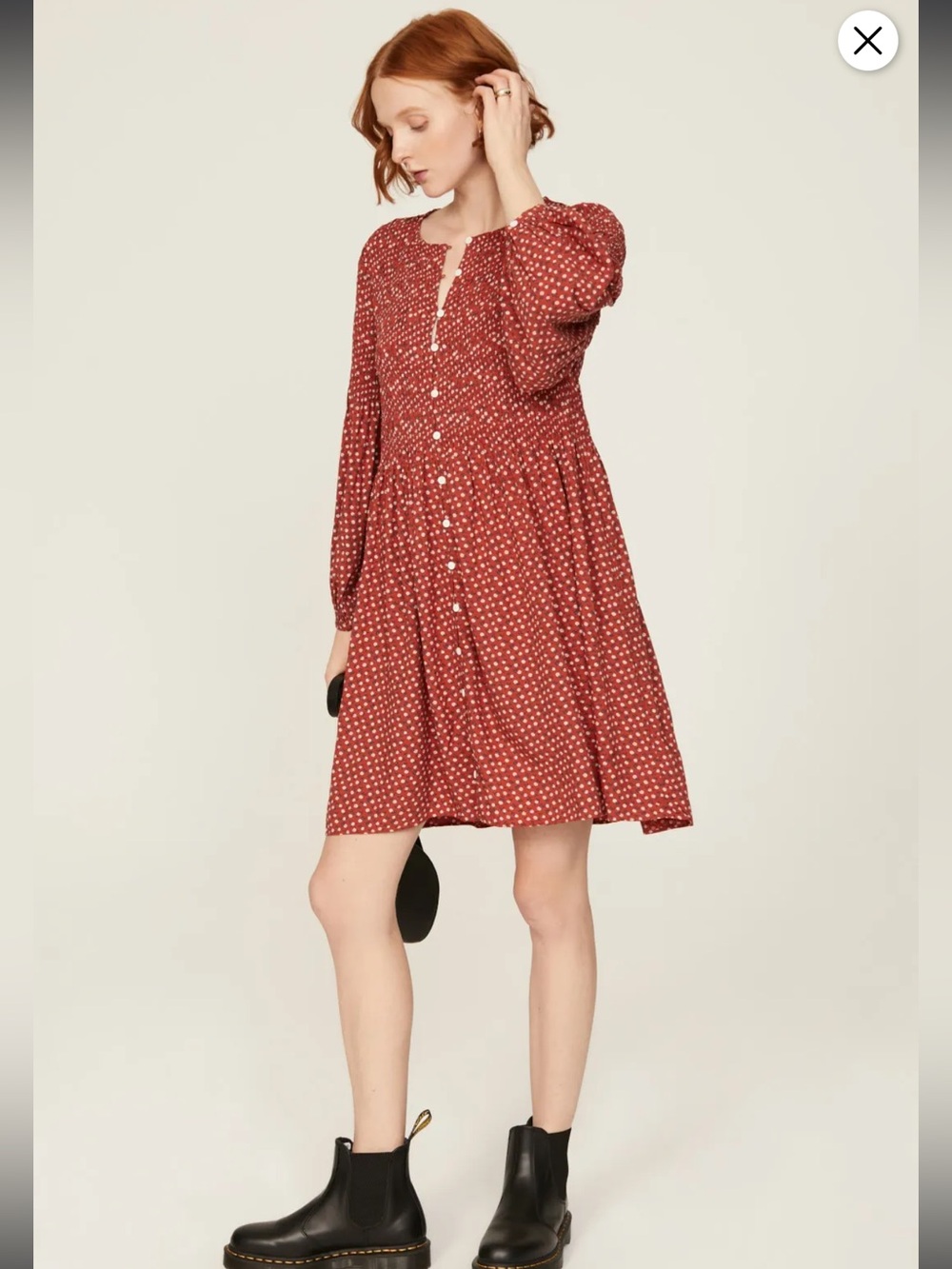 Madewell Easy Smocked Long Sleeve Mini Shift Dress Tiny‎ Daisy Size Small